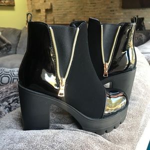 Black Nasty Gal platform booties